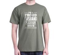 CafePress - I'm A Proud Husband of A Freaking Awesome Wife T-S - 100% Cotton T-Shirt Military Green