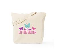 CafePress I'm The Little Sister Butterfly Tote Bag Natural Canvas Tote Bag, Reusable Shopping Bag