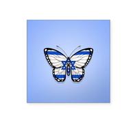 CafePress Israeli Flag Butterfly On Blue Sticker Square Bumper Sticker Car Decal