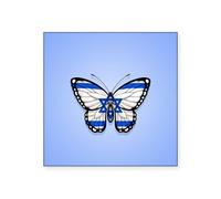 CafePress Israeli Flag Butterfly On Blue Sticker Square Bumper Sticker Car Decal
