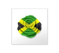 CafePress Jamaican Rose Flag On White Sticker Square Bumper Sticker Car Decal