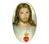 CafePress Jesus With Sacred Heart Oval Bumper Sticker, Euro Oval Car Decal