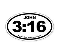 CafePress John 3:16 Oval Oval Sticker Oval Bumper Sticker, Euro Oval Car Decal