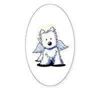 CafePress KiniArt Westie Angel Oval Bumper Sticker, Euro Oval Car Decal