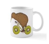 CafePress Kiwi Riding Bike with Kiwi Wheels Mugs 11 oz Mug | 11 oz (325 ml) Ceramic Coffee Mug