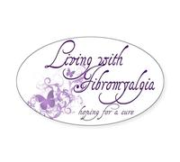 CafePress Living With Fibromyalgia Oval Bumper Sticker, Euro Oval Car Decal