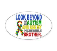 CafePress Look Beyond 2 Autism Brother Oval Bumper Sticker, Euro Oval Car Decal