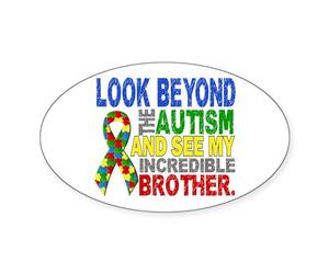 CafePress Look Beyond 2 Autism Brother Oval Bumper Sticker, Euro Oval Car Decal