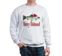 CafePress Merry Fishmas Sweatshirt Classic Crew Neck Sweatshirt Ash Gray