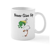 CafePress Never Give Up Stork and Frog Mug 11 oz (325 ml) Ceramic Coffee Mug