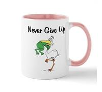 CafePress Never Give Up Stork and Frog Mug 11 oz (325 ml) Ceramic Coffee Mug