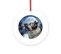 CafePress Norwegian Elkhound 4" Round MDF Wood Ornament