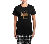 CafePress Orange Cat Ginger Kitty Women's Dark Pajamas Womens Novelty Cotton Pyjama Set, Comfortable PJ Sleepwear