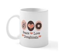 CafePress Peace Love Doughnuts Donut Mug 11 oz (325 ml) Ceramic Coffee Mug