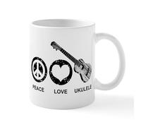 CafePress Peace Love Ukulele Mug 11 oz (325 ml) Ceramic Coffee Mug
