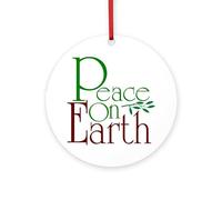 CafePress Peace On Earth 4" Round MDF Wood Ornament