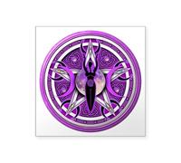 CafePress Pentacle Of The Purple Godd Square Sticker 3 X 3 Square Bumper Sticker Car Decal
