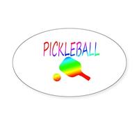 CafePress Pickleball with Ball and Paddle Sport Sticker Oval Bumper Sticker, Euro Oval Car Decal