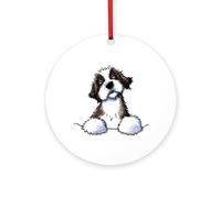 CafePress Pocket St. Bernard II 4" Round MDF Wood Ornament