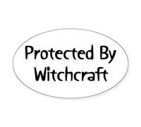 CafePress Protected By Witchcraft Oval Bumper Sticker, Euro Oval Car Decal