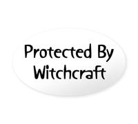 CafePress Protected By Witchcraft Oval Bumper Sticker, Euro Oval Car Decal