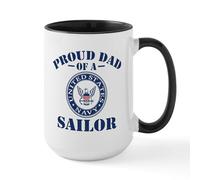 CafePress Proud Dad of A US Navy Sailor Large Mug 15 oz (444 ml) Ceramic Coffee Mug