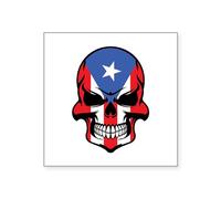 CafePress Puerto Rican Flag Skull Sticker Square Bumper Sticker Car Decal