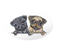 CafePress Pug Pals Oval Bumper Sticker, Euro Oval Car Decal