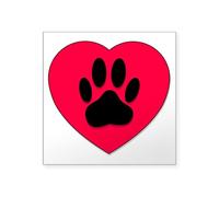CafePress Red Heart With Dog Paw Print Sticker Square Bumper Sticker Car Decal