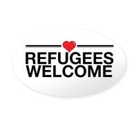 CafePress Refugees Welcome Sticker Oval Bumper Sticker, Euro Oval Car Decal