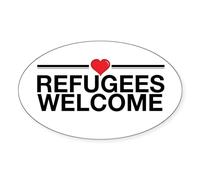 CafePress Refugees Welcome Sticker Oval Bumper Sticker, Euro Oval Car Decal