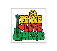 CafePress Reggae Peace Love Music Square Sticker 3 X 3 Square Bumper Sticker Car Decal
