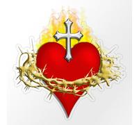 CafePress Sacred Heart Medium Die Cut Sticker, 5.75" x 5.75" Clear
