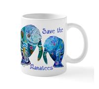CafePress Save The Manatees in Blues Mug 11 oz (325 ml) Ceramic Coffee Mug