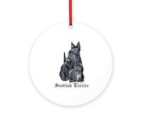 CafePress Scottish Terrier Portrait 4" Round MDF Wood Ornament