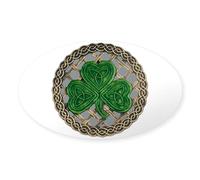 CafePress Shamrock And Celtic Knots Oval Bumper Sticker, Euro Oval Car Decal