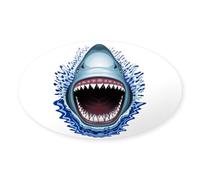 CafePress Shark Jaws Attack Sticker Oval Bumper Sticker, Euro Oval Car Decal