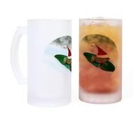 CafePress Sledding Christmas Frog Frosted Stein 16 oz Frosted Glass Beer Mug