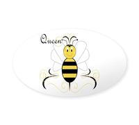 CafePress Smiling Bumble Bee Queen Bee Oval Sticker Oval Bumper Sticker, Euro Oval Car Decal