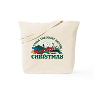 CafePress Snoopy Night Before Christmas Natural Canvas Tote Bag, Reusable Shopping Bag