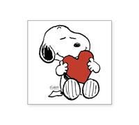 CafePress Snoopy On Heart Sticker Square Bumper Sticker Car Decal