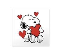 CafePress Snoopy On Heart Sticker Square Bumper Sticker Car Decal