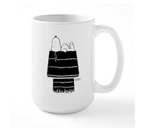 CafePress Snoopy On House Black and 15 oz (444 ml) Ceramic Coffee Mug