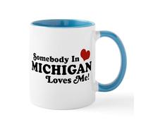 CafePress Somebody in Michigan Loves Me Mug 11 oz (325 ml) Ceramic Coffee Mug