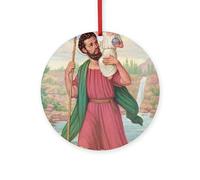 CafePress St. Christopher 4" Round MDF Wood Ornament