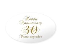 CafePress Stylish 30Th Anniversary Oval Bumper Sticker, Euro Oval Car Decal