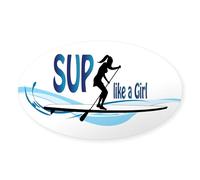 CafePress SUP Like A Girl Sticker Oval Bumper Sticker, Euro Oval Car Decal