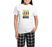 CafePress Talk Less Smile More Pajamas Women's Novelty Cotton Pyjama Set, Comfortable PJ Sleepwear