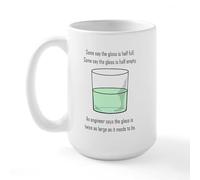 CafePress The Glass is Too Large Large Mug 15 oz (444 ml) Ceramic Coffee Mug