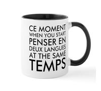 CafePress Thinking in French and English Mugs 11 oz Mug | 11 oz (325 ml) Ceramic Coffee Mug